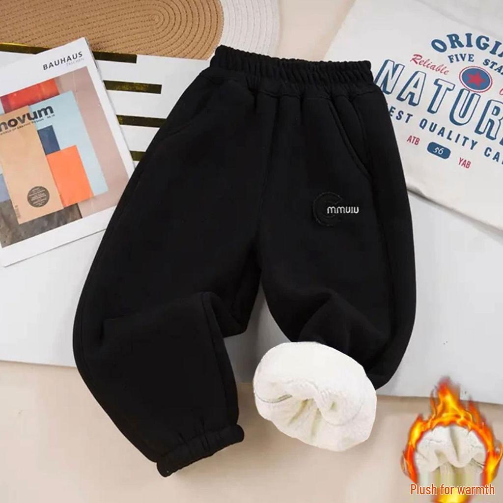 Children's Thickened Lambswool Sweatpants: Warm Fleece, Autumn/Winter Style, Unisex, for Kids