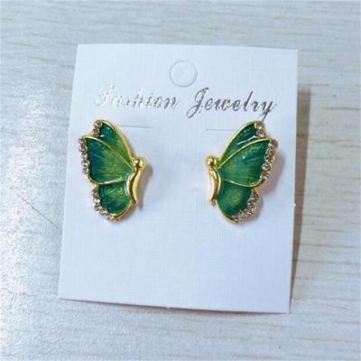 European & American Fashion Butterfly Pearl Rhinestone Earrings