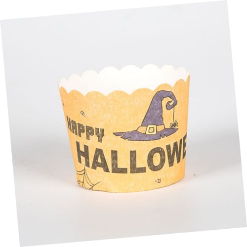 OKUMEYR 150pcs Thick Muffin Cups, Standing Cake Molds with Ghost Decorations, Halloween Cupcake Paper, Halloween Cupcake Wrappers, Gold Paper Cups, Ca