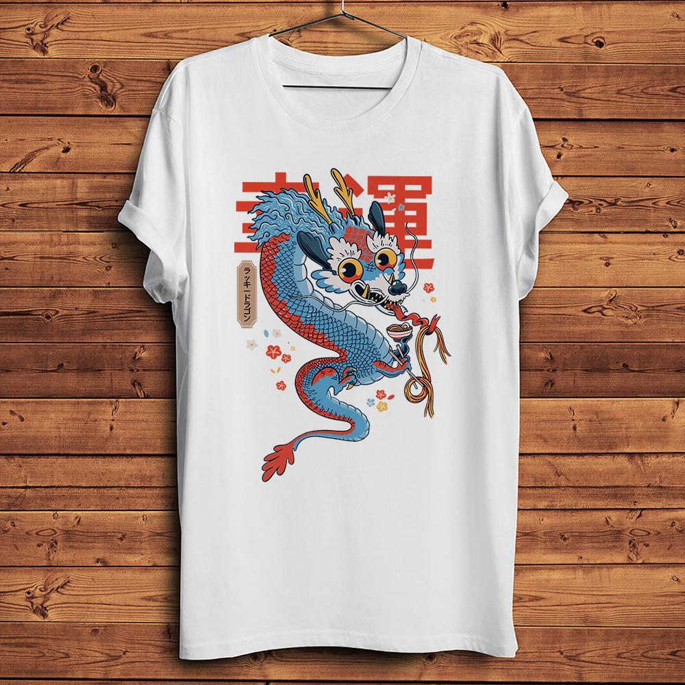 

Lucky Flower Dragon with RaUnisex Funny T Shirt Unisex Casual Short Sleeve TShirt Unisex Vintage Streetwear Tee Breathable Print S