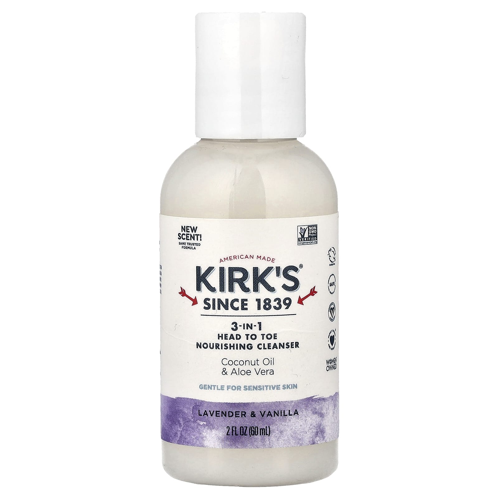 

Kirk s 3-in-1 Head to Toe Nourishing Cleanser, Lavender & Vanilla, 60ml (2 fl oz)