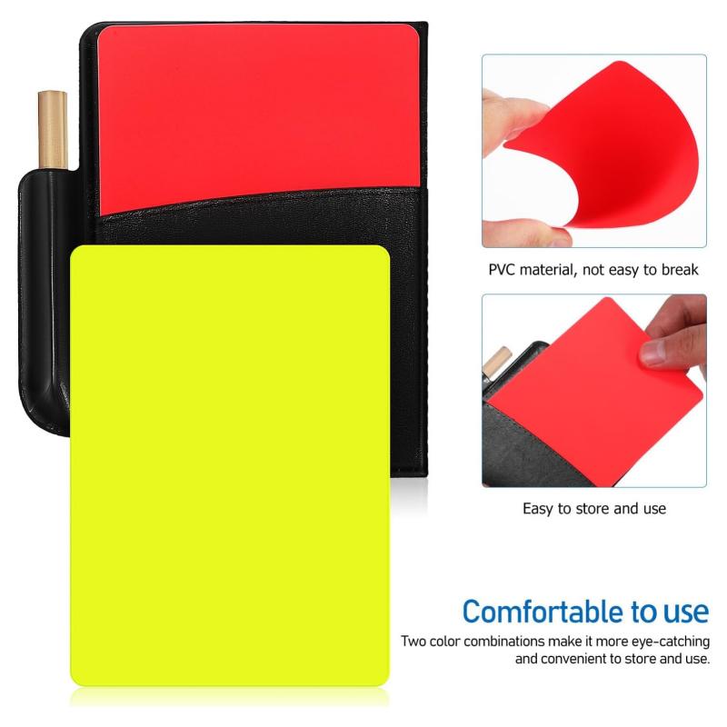 Soccer Referee Card Set Red and Yellow Warning Cards with Record Paper, Pencil, Card Wallet, Soccer Referee Kit Sports Games