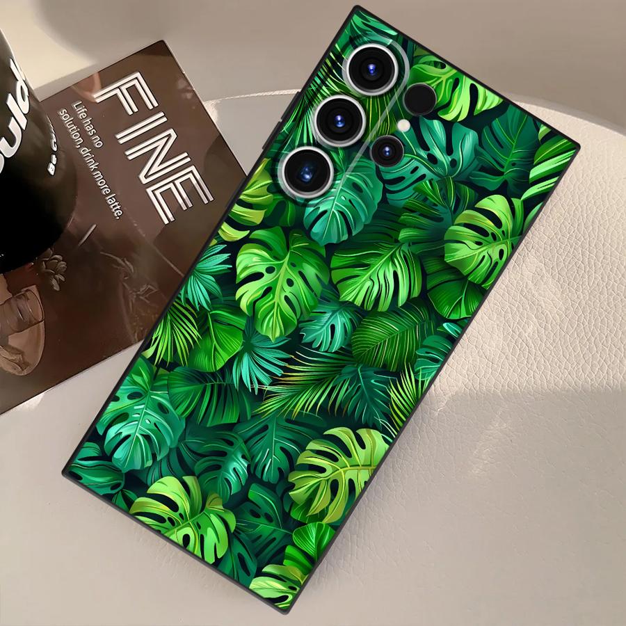 Enrich Leaves Case for Samsung Galaxy S23 FE S21 S20 S24+ S25 Ultra S22 Note 20 10 Plus S23+ S24 S25+ Black Soft Phone