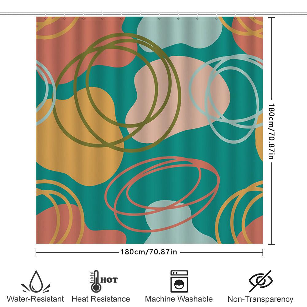 Colorful Shower Curtain With Circle Patterns: Perfect Addition For Your Bath Decor! Green Yellow Geometric Design