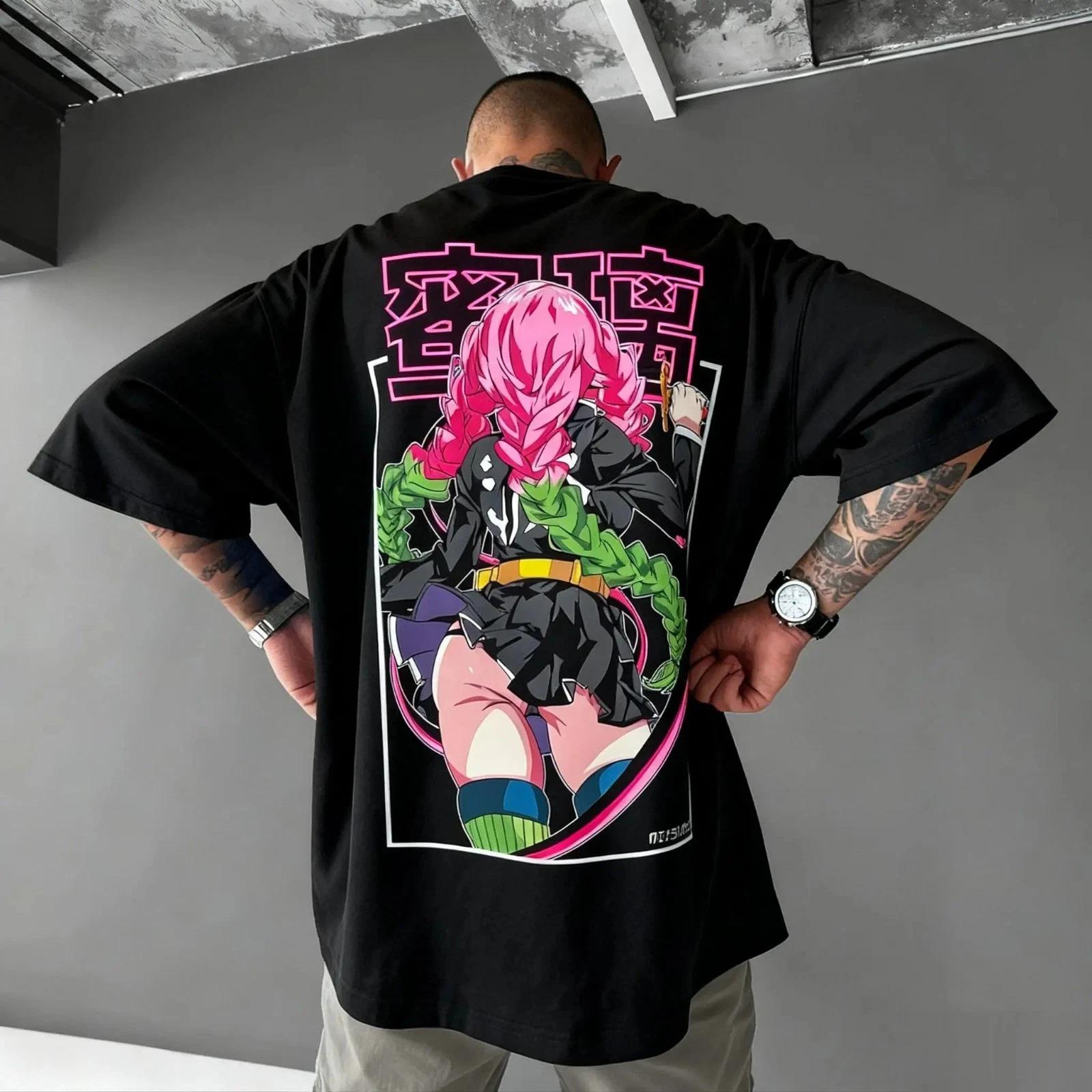 Demon Slayer Cotton T-Shirt Anime Cartoon Mitsuri Kanroji Graphic Printed Tee M