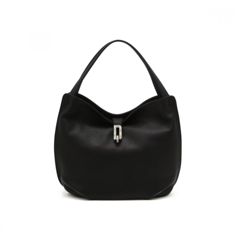 Daks Black Buckle Decoration Cowhide Tote Bag Dcba6f201bk