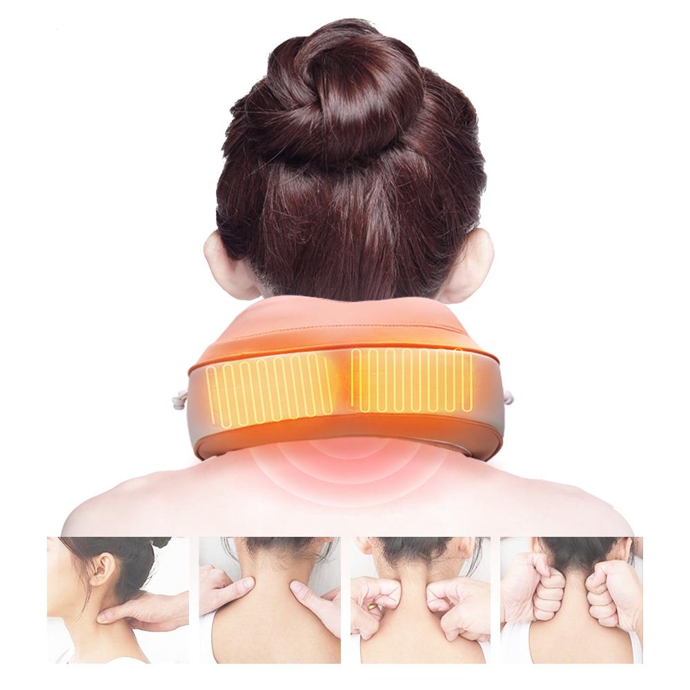 Business Travel Spa Wireless Body Vibrating Shiatsu Kneading U Shape Vibration Fitness Neck Massager With Heating Function
