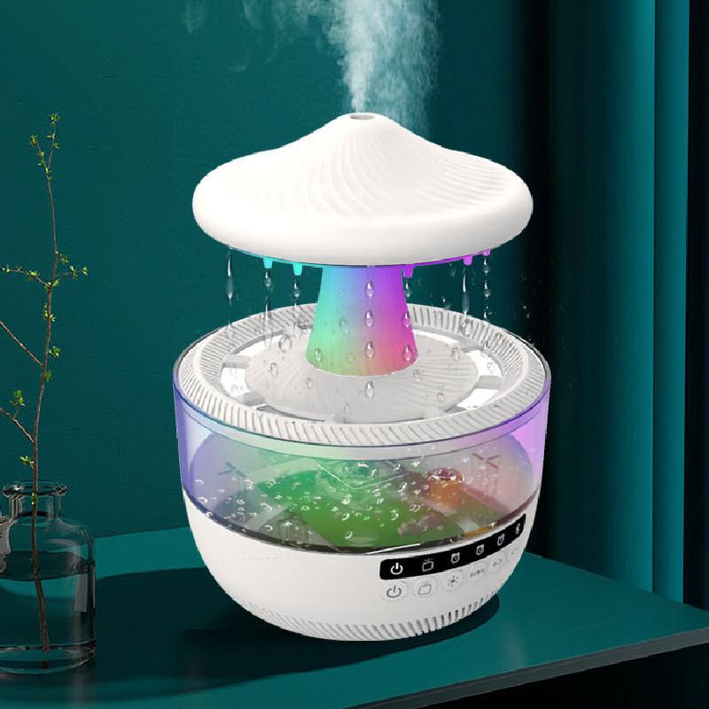 Cloud Rain Droplets Ultrasonic Humidifier With Bluetooth Speaker For Bedroom Relaxation