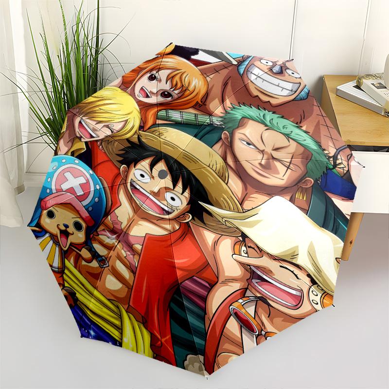 1 Stück Automatischer Faltregenschirm - Anime One Piece Muster Tragbares faltbares Design Mit 8 Rippen Weihnachts-Geburtstagsgeschenke
