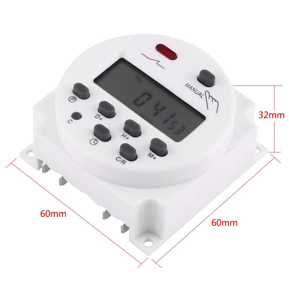 LCD Digital Time Switch Programmable Timer Weekly 17 On & 17 Off Relayator Timer 24VAC DC 110VAC 220VAC Selection Instruction Manual Included (24V)