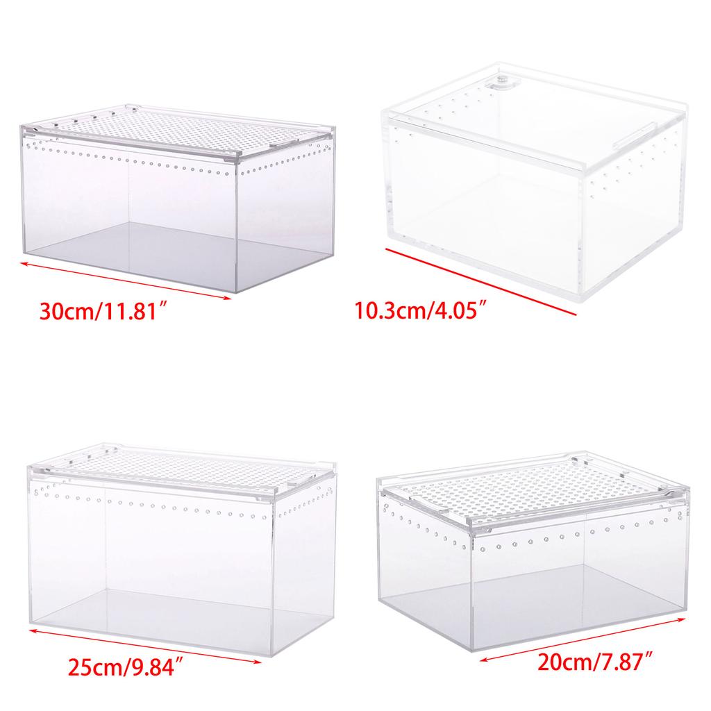 Acrylic Reptile Cage Breeding Box Terrarium Clear Feeding Habitat for Snake Small Pet Isopods Lizards Roaches Insect