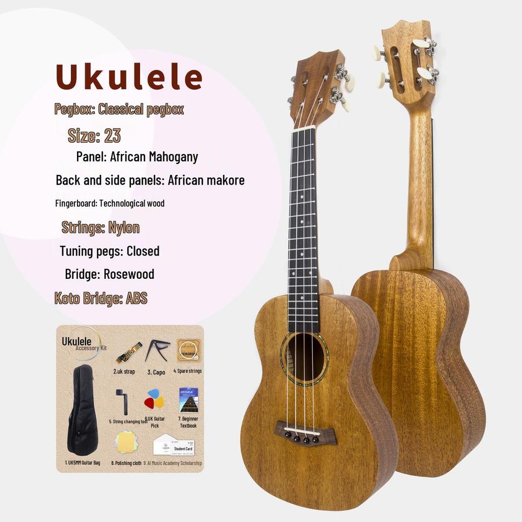 23" Solid Wood Ukulele for Children - Entry-Level Musical Instrument