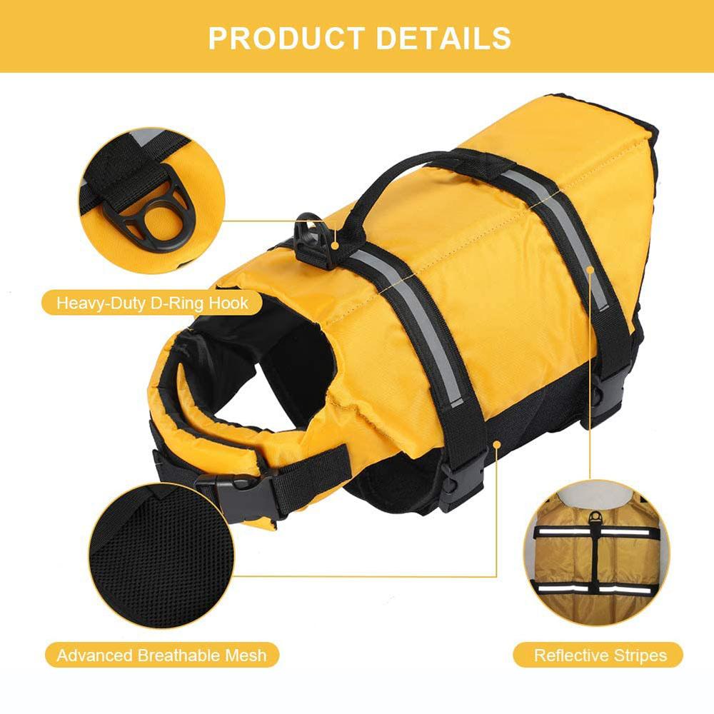 Ripstop Dog Life Jacket Safety Pet Flotation Life Vest Adjustable Reflective Puppy Lifesaver Swimsuit for Small Medium Large Dog