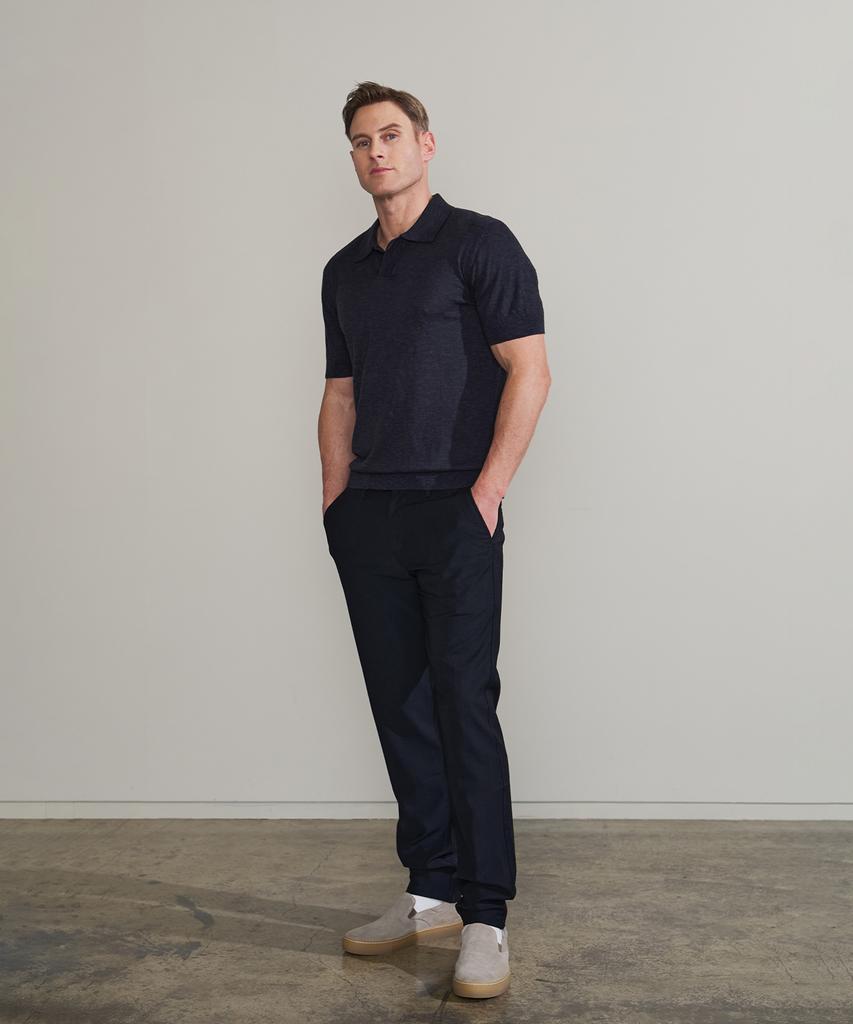 PANICALE Navy Johnny Collar Polo Knit