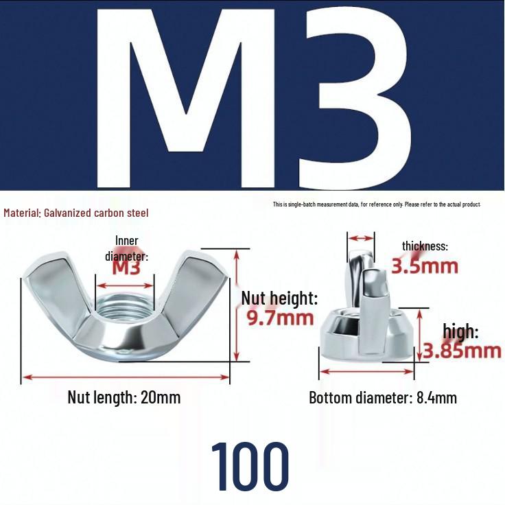 Galvanized Wing, Coin, and Hand-Tightened Nuts (M3, M4, M5)