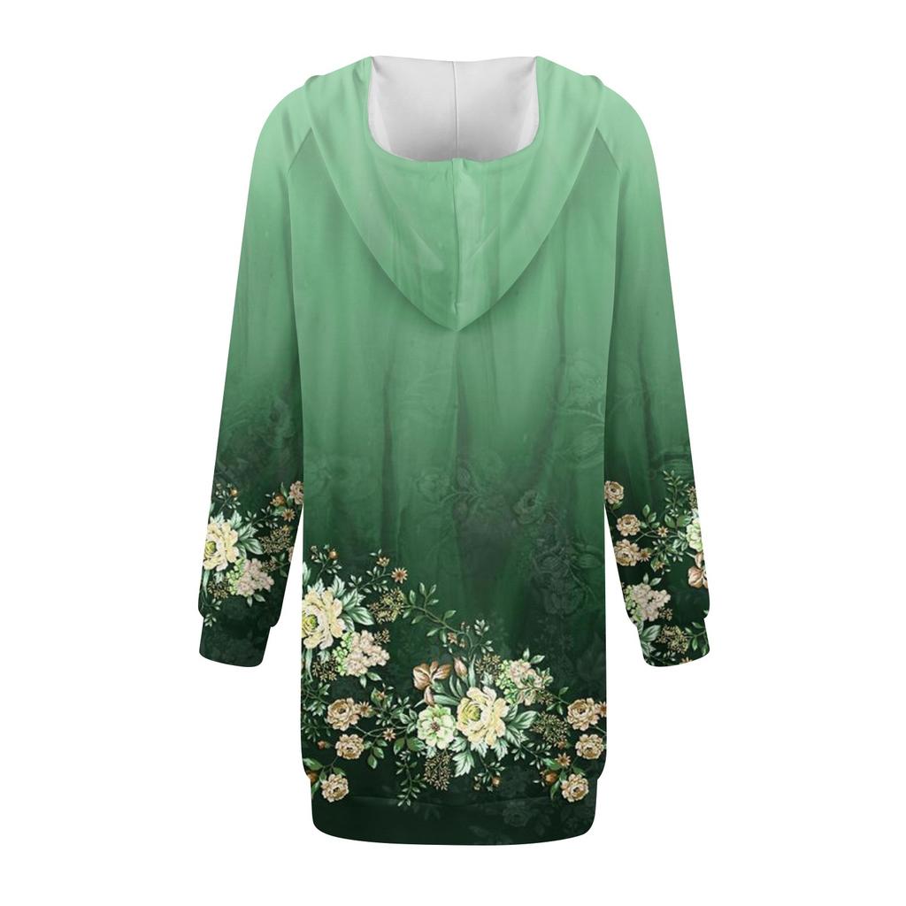 Womens Sweatshirt Dress Long Sleeve Hoodies Dresses Cute Floral Print Casual Hoodie With Pockets Fall And Winter