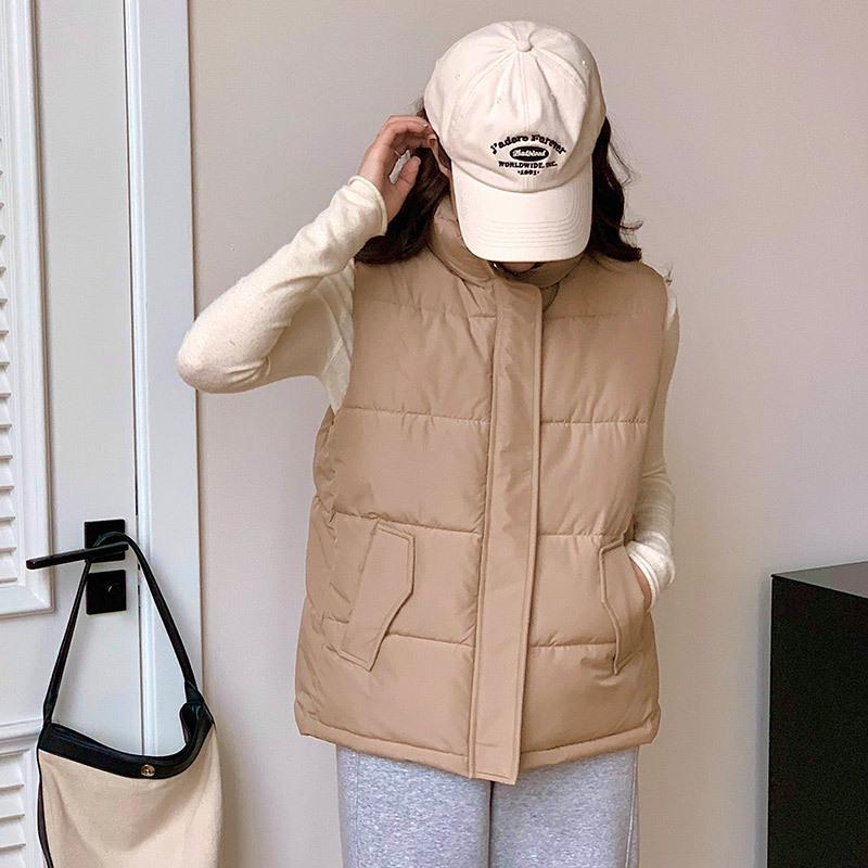 Spring and Autumn New Short Down Cotton Vest Women Wear Loose Outer Vest Jacket