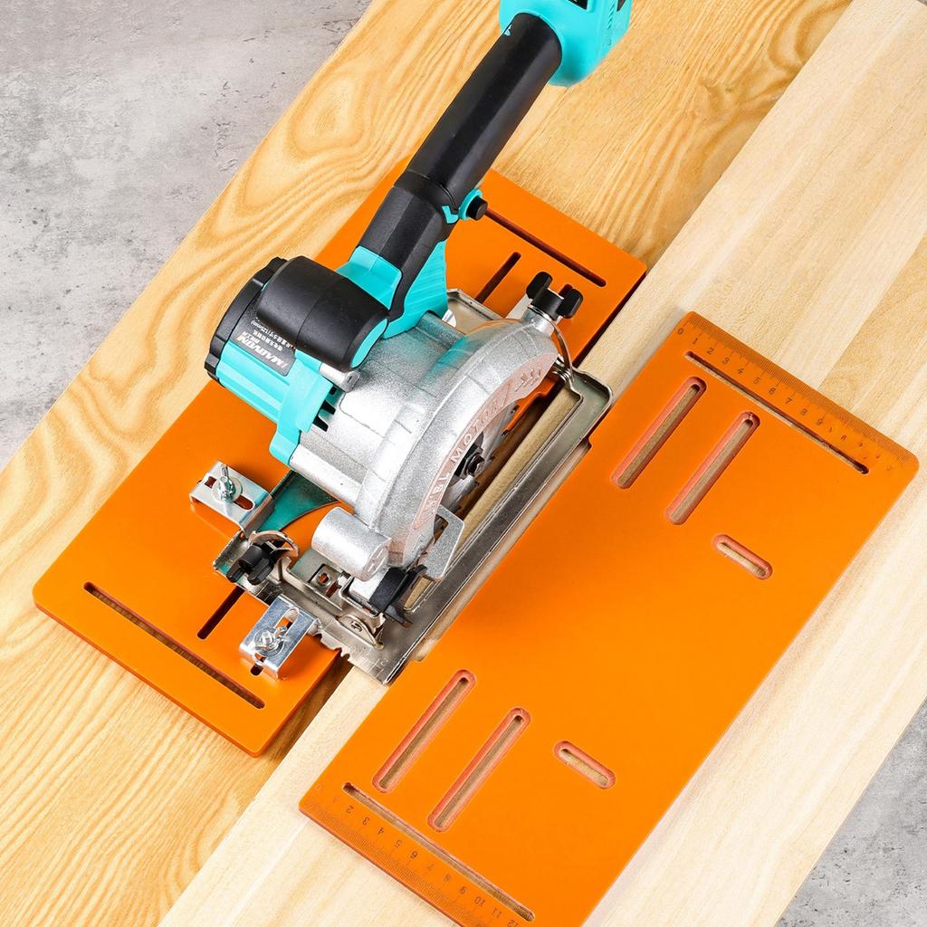 Multipurpose Cutting Guide Base Plate With Adjustable Height Angle Setting And Nonslip Surfaces For Woodworking