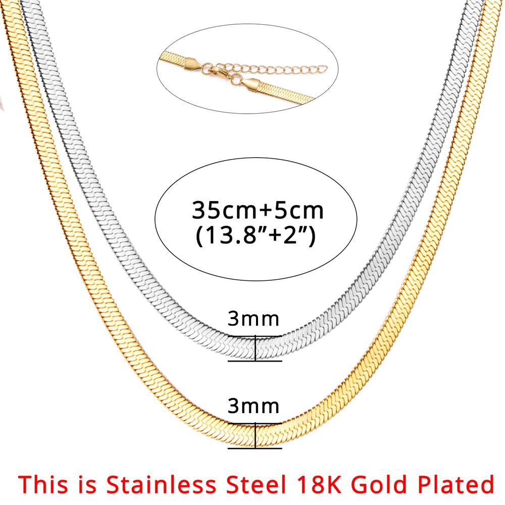 2025 High Quality Clavicle Blade Chains Dropshipping Women Gold Silver Color Stainless Steel 35+5cm Snake Choker Necklace Chain