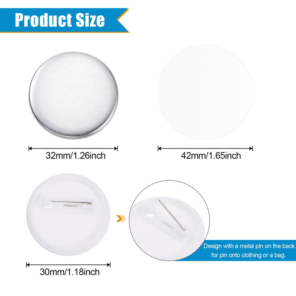 120/200/500Set Blank Badge Pin Button Maker Parts Material Supplies 25mm 32mm 37mm 44mm 58mm for Button Maker Machine DIY Making
