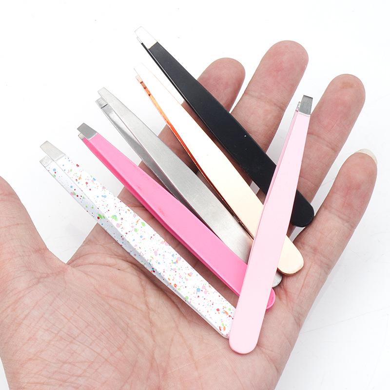 Stainless Steel Eyebrow Tweezers: High-Precision, Multi-Purpose Hair Removal with Flat and Slanted Tips for Eyebrow Shaping