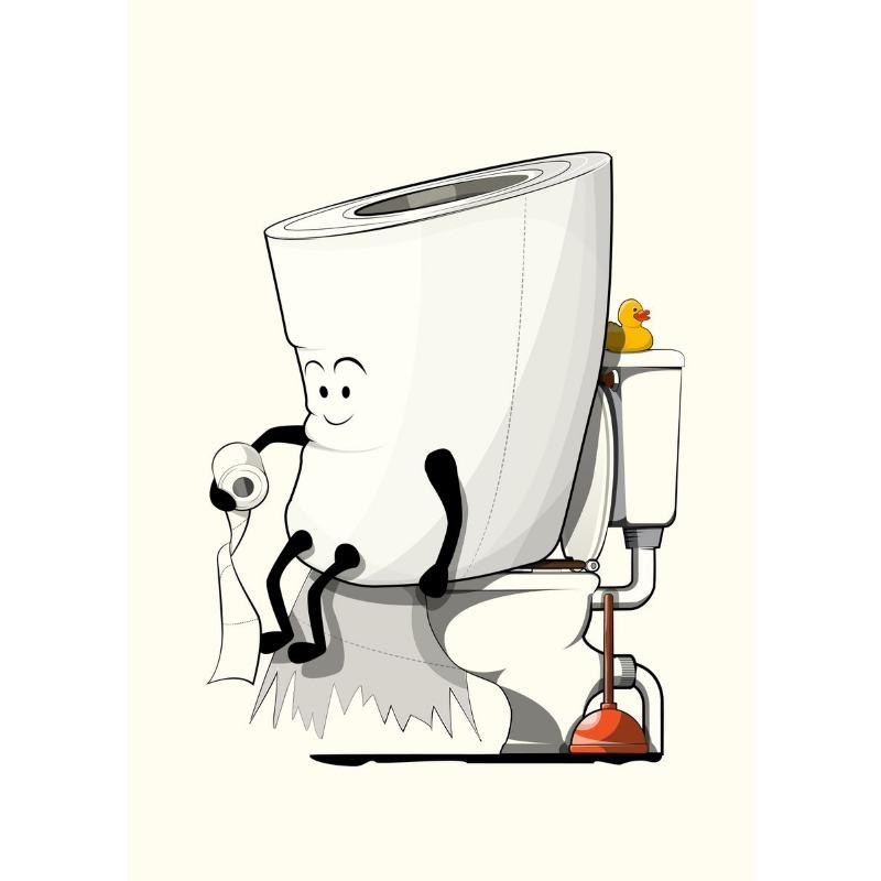 Cartoon In The Bathroom Posters Wall Art Canvas Paintings And Prints HD Pictures For Washroom Room Home Decor Frameless Gifts