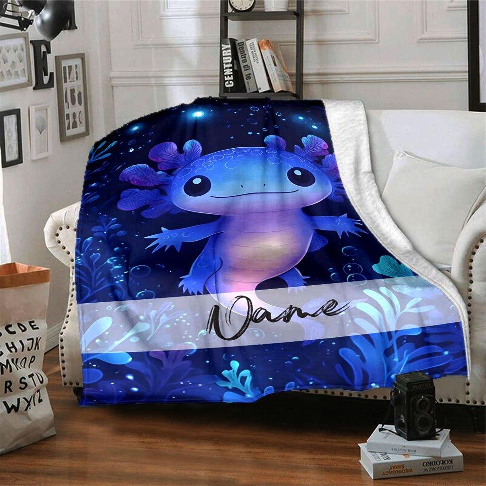 Underwater Axolotl Home Customize Your Name Blankets Soft And Cozy Lightweight For All Seasons Perfect For Picnics Sofa Office Bed Living Room Ideal