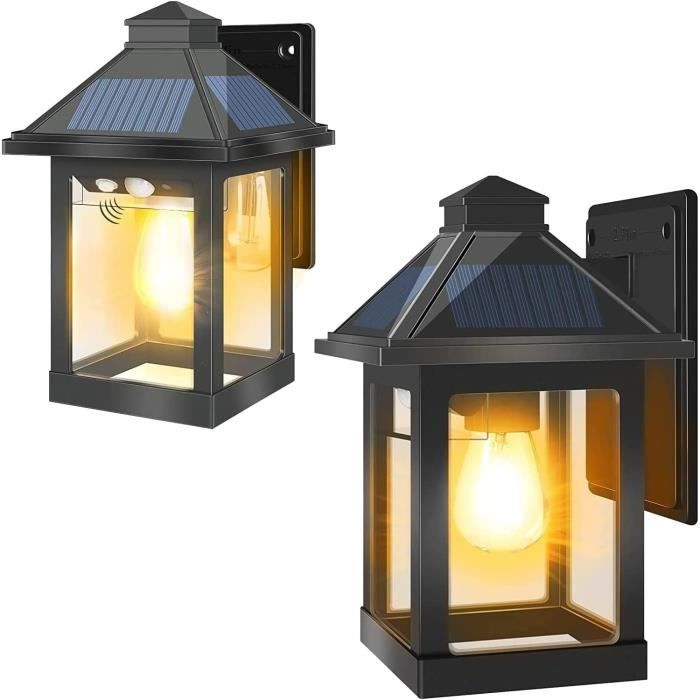 Projecteur Solaire Exterieur - COLBOR - Lampadaire Vintage - Détecteur de Mouvement - IP65 - 3 Modes