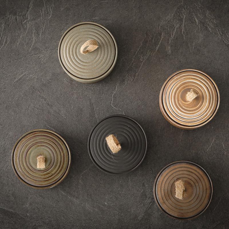 Coarse Pottery Tea Can Sealed Tank Storage Tank Tea Packaging Box Ceramic Pu'er Tea Storage Tea Can Retro Style
