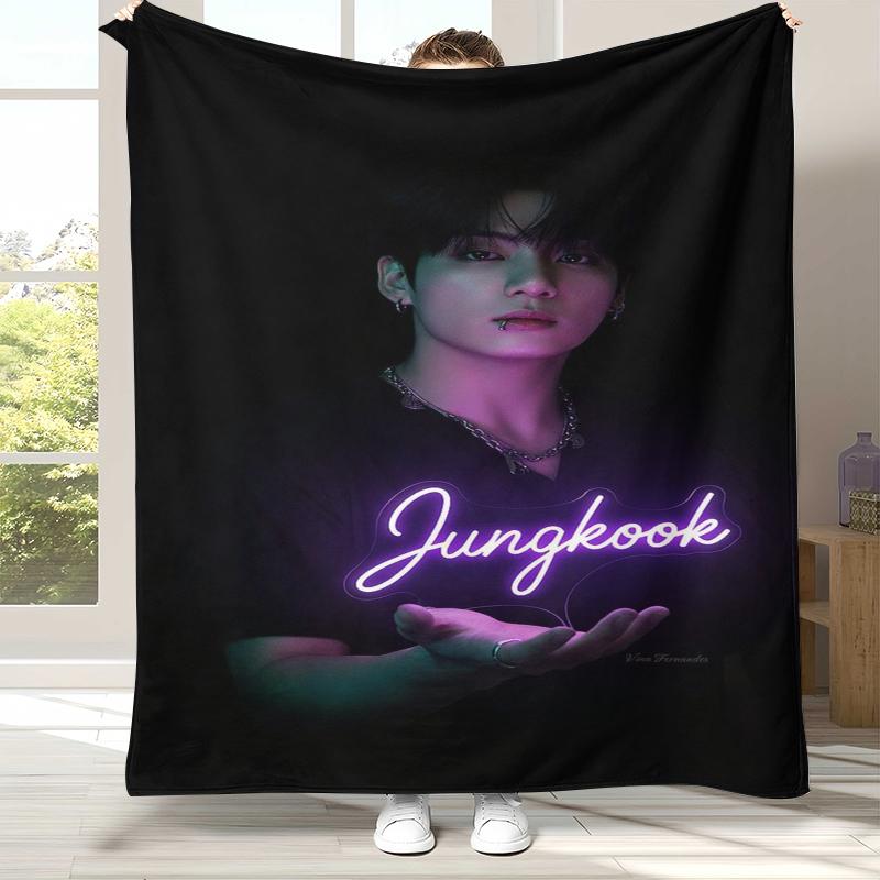 Jeon Jung Kook Kpop B-BTS Flanelldecke, Ultraweiche Warme Plüschdecke für Zuhause Schlafzimmer Bett Sofa Abdeckung Büro Camping Geschenk