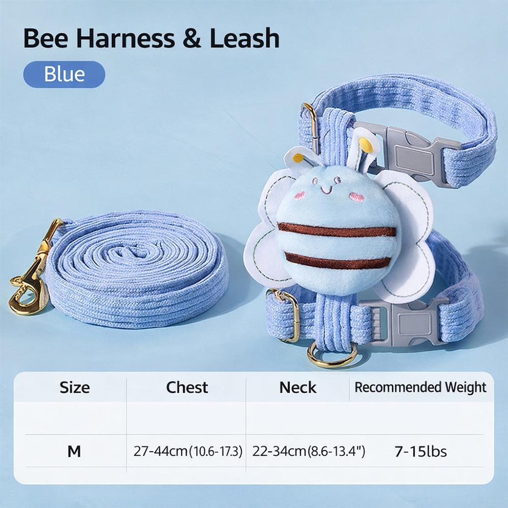 Pet Supplies Cartoon Bee Cat Harness Adjustable Breast Back Harness Pet Collar Portable Leash Set Pet Walking