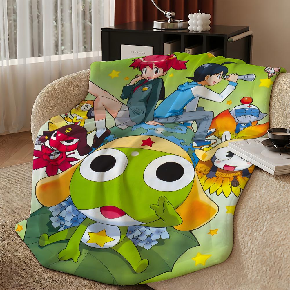 Anime K-Keroro Gunso-o Throw Warm Soft Flannel Blanket, Multi-use for Sofa Bed Camping Travel Nap