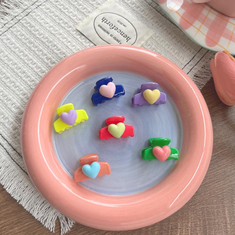 

Adorable Heart-Shaped Mini Candy Color Hair Clips for Girls