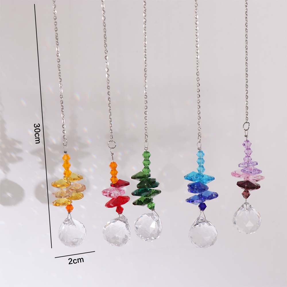 5Pcs Hanging Crystal Wind Chime Colorful Light Collection Pendant Home Decor Sun Catcher  Blessing
