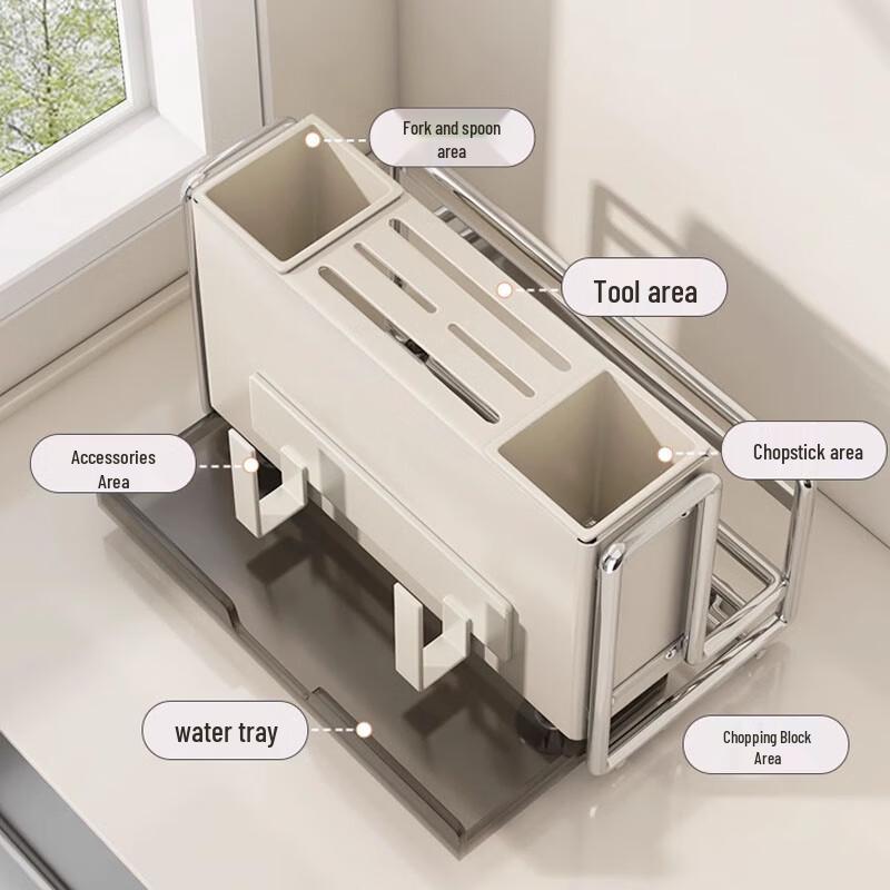 Magnetic Kitchen Knife Holder with Chopstick & Cutting Board Storage