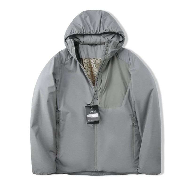 Niaojia Outdoor Sports Lightweight Shell Jacket Cotton Coat Men Winter Lightweight Cotton Coat Outwear Export Men s Outfit Cotton Jacket White Gray XL