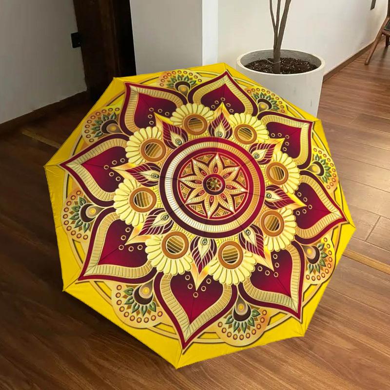 

1pc Mandala Pattern Automatic Open/Close Umbrella, Folding Compact Umbrella with Lightweight Design for Women/Men yy251011094
