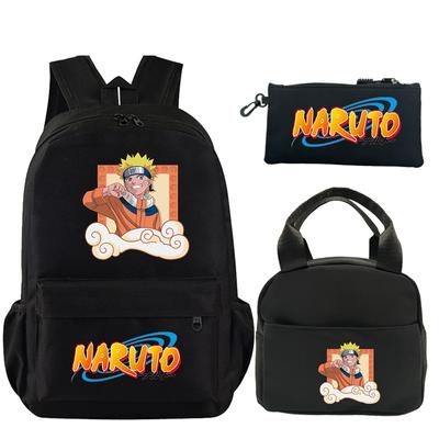3Pcs/set Anime Naruto Printed Bookbag Backpack with Lunch Bag Pencil Case Teenager Children Girl Boy Schoolbag Rucksack
