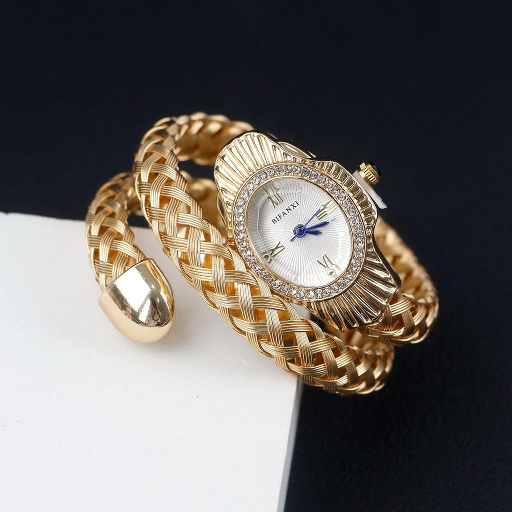 Women Quartz Watch Unique Snake Shape Bracelet Watches Wire Braided Wristwtatch