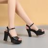 Korejská verze sandálů na silném podpatku dámské 2025 nové léto sexy boty na vysokém podpatku s rybí tlamou platforma voděodolné trendy pohledné dámské boty