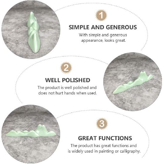 TOYANDONA Calligraphy Brush Holder Rack Paint Ceramic Brush Rest with Wave Design for Chinese Calligraphy Practice Supplies Beginner