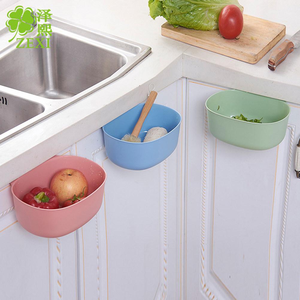 Plastic Hanging Waste Basket Green Cabinet Door Mount Large Capacity Tear Resistant Hanging Storage Trash Can for Household Use