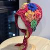 New Autumn and Winter Colorful Hand Crocheted Literary Knitted Hat for Women Ethnic Style Sweet and Versatile Double Layer Cotton Toe Cap