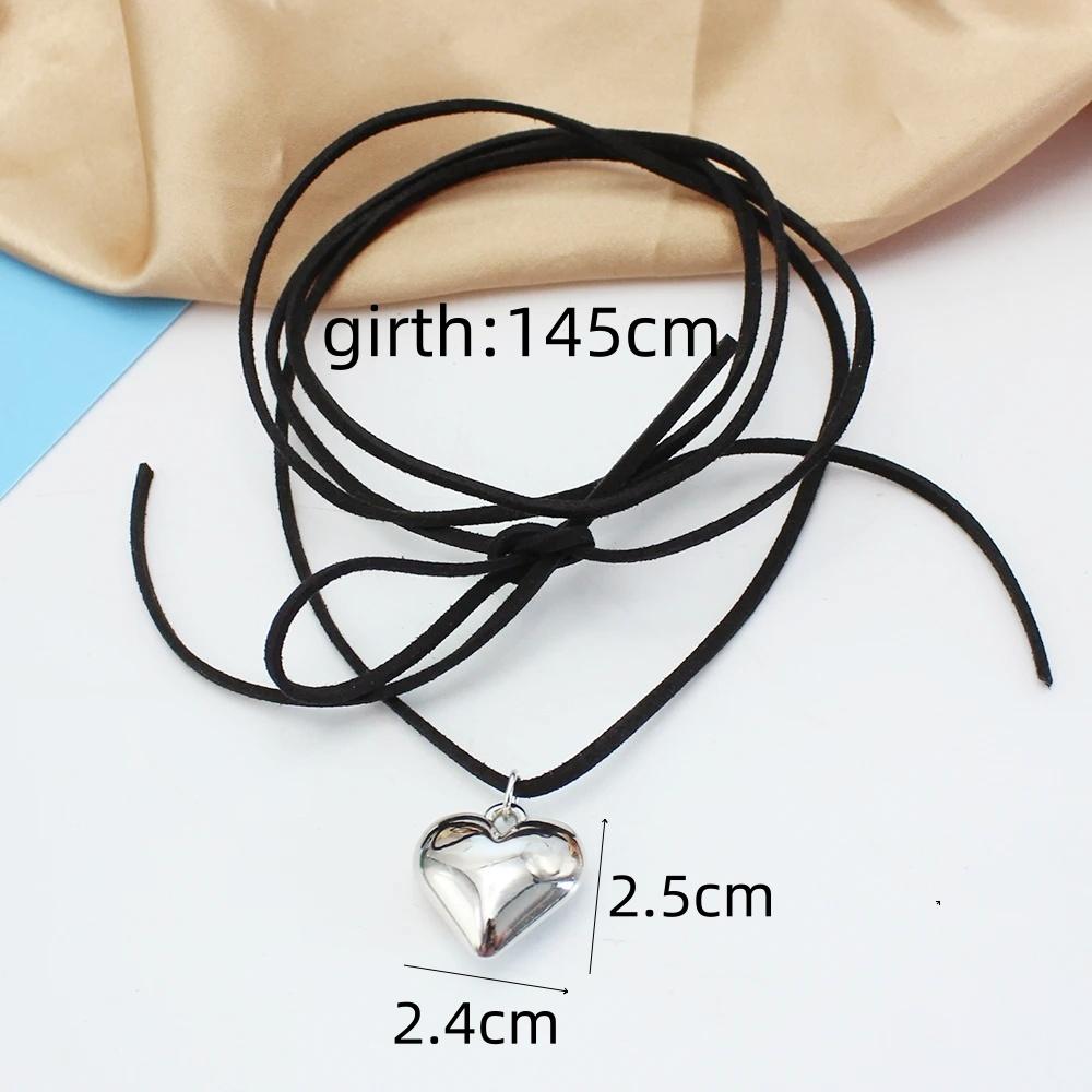 Diy Jewelry Goth Black Velvet 25mm Heart Pendant Choker Necklace for Women Weave Knotted Bowknot Adjustable Chain Jewelry