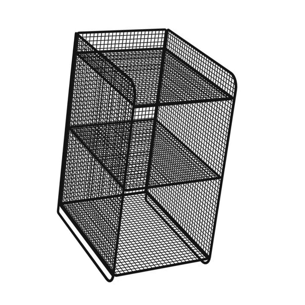 Storage Shelf Metal Heavy Duty Rack Side Shelving Table End Shelving Holder for Housheold Bedroom Black