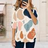 Women Plus Size Round Neck Half Sleeve Printed T Shirt Curved Hem
