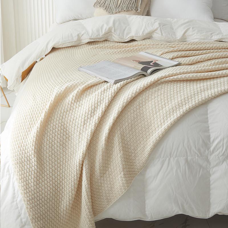 Nordic Knitted Tassel Wool Throw Blanket for Sofa or Office Naps