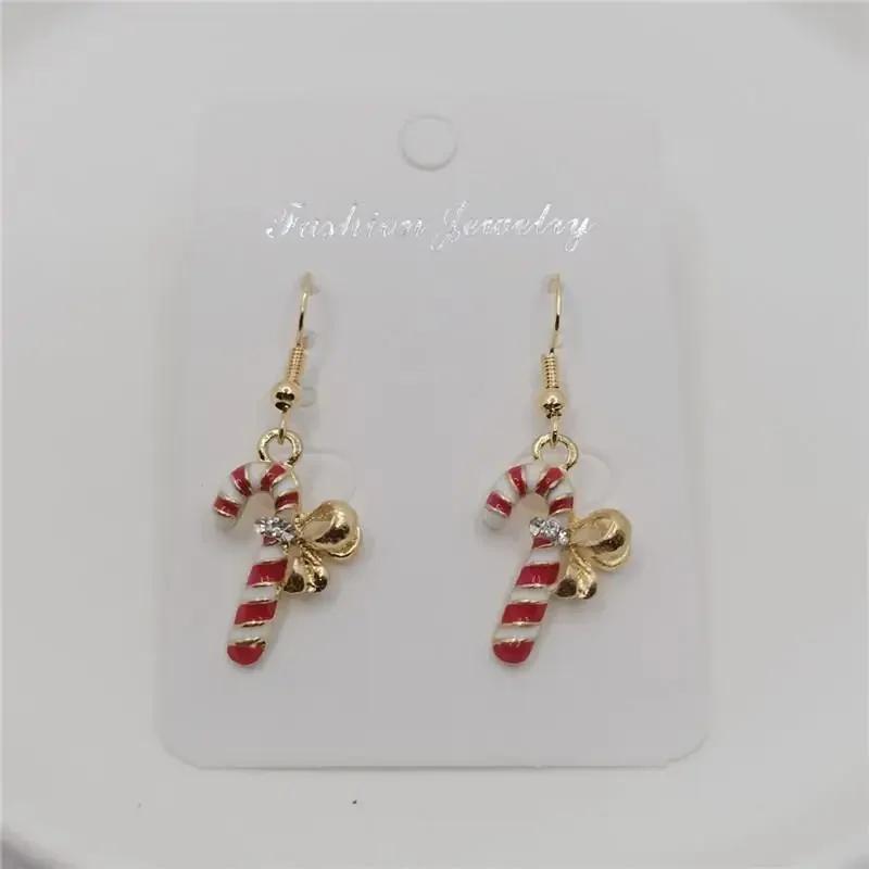 Christmas Tree Wreath Crutch Gift Box Santa Claus Snowman Deer Earrings Ladies Long Tassel Circle Accessories Creative Gifts
