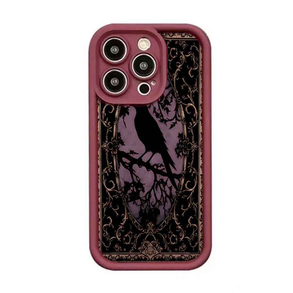 

Retro Gothic Crow Silhouette Art Phone Case for iPhone 17 16 15 14 13 12 11 Series Pro Max Plus Double Layer Protection iphone 17 Air