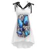 Wish Ladies Butterfly Print Splicing Sleeveless Lace-Up Dress